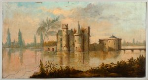 Second back room, meeting room, murals with rural scenes in classical style, around 1810, scene 4