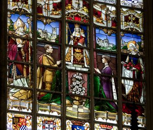 Stained glass window, Church of Our Lady of Sablon