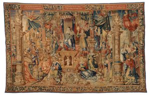 Tapestry, Faith Welcoming the Heroes of Antiquity by Belgian School