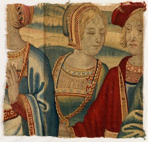 Tapestry fragment depicting man and woman