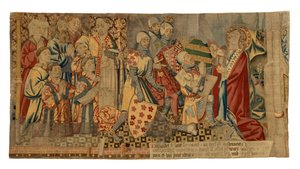 Tapestry fragments from a tapestry depicting The Seven Sacraments by Belgian School