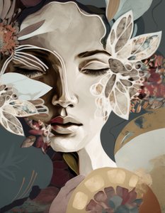 Woman Portrait with Floral Elements