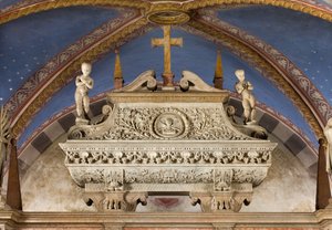 Crypt, Ark of Saints Marcellinus and Peter Exorcist, Sarcophagus with statues of St. Marcelino and St. Peter Exorcist