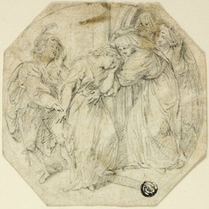 Swooning Woman at the Door of a Nunnery, Supported by Nun and Young Man