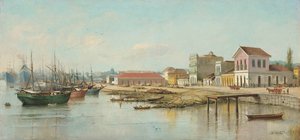 Port of the Bishop, Santos, SP, Viewed from the Sea, 1887 by Benedito Calixto