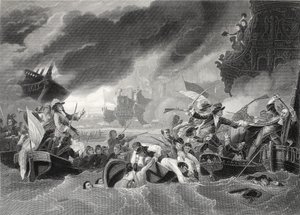 Battle of La Hogue, engraved by W. French by Benjamin (after) West