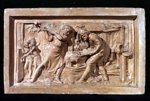 Men Working at an Anvil, plaque