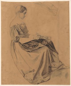 Seated Girl with a Letter; the Letter Repeated at the Top