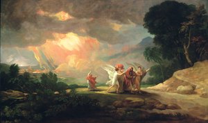 Lot Fleeing from Sodom by Benjamin West