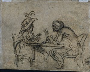 Woman and Man Playing Cards by Benjamin West