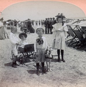 USA, Atlantic City: Children Play on the Beach of Atlantic City by Benjamin West Kilburn