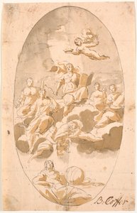 Study for ceiling painting with nine figures, oval