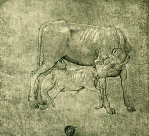 Cow and calf by Benozzo Gozzoli