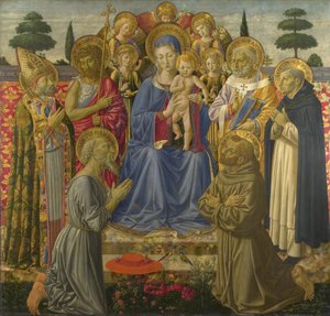 The Virgin and Child Enthroned among Angels and Saints, 1460s by Benozzo Gozzoli