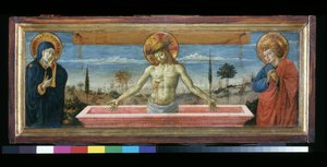 Christ in Piety Between the Virgin and St. John by Benozzo di Lese di Sandro Gozzoli
