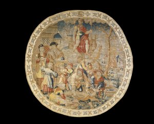 Brussels allegorical tapestry depicting the month of December from The Medallion Months, c.1525
