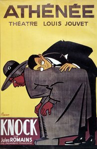 Poster of Knock by Jules Romans at the Theatre Louis Jouvet Athenee, by Bernard Becan (Bernhard Kahn) (1890-1943) by Bernard Becan