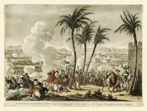 Napoleon Defeating the Mamelukes at the Battle of the Pyramids, Near Cairo, engraved by George Cruikshank, pub. 1823