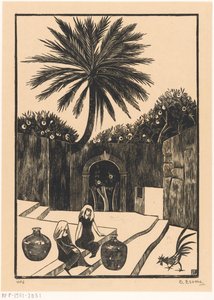 Street with steps in Taormina, Sicily by Bernard Essers (signed by artist)