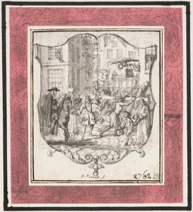 Vignette. Street Scene Inserted in Shield Frame by Bernard Picart