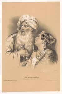 Man with Turban and Weeping Woman by Bernard Romain Julien