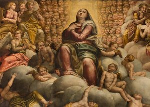 Apse, Altarpiece by Bernardino Gatti and Giovanni Battista Trotti, Assumption of the Virgin