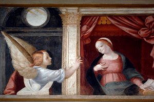 Annunciation (detail) by Bernardino Lanino