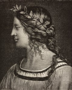 Marriage of Virgin, engraving from detail of fresco by Bernardino Luini in Saronno Sanctuary, Italy by Bernardino Luini