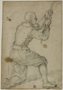 Man on Bended Knee, Pulling on Rope by Bernardino Poccetti