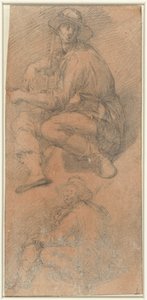 Two Figure Studies of a Seated Man by Bernardino Poccetti