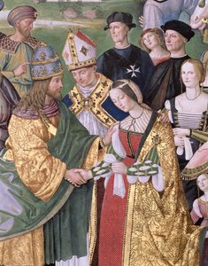 Aeneas Sylvius Piccolomini presents Eleonora of Aragon to Frederick III