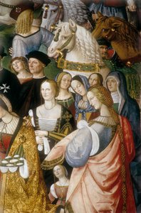 Enee Silvio Piccolomini presenting Eleonore of Portugal to Emperor Frederic III of the Holy Empire at the Camollia Gate in Siena (detail)