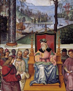 Pope Pius II meets the king James I of Scotland. Detail of Life of Pope Pius II