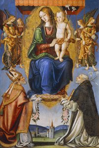 Madonna and Child with St Severino and Dominic by Bernardino di Mariotto