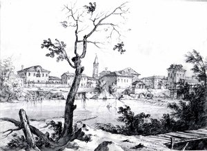 A Village on the Brenta by Bernardo Bellotto