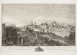 Exterior View of the Italian Gate of the Ramparts of the Town of Dresden by Bernardo Bellotto