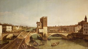 The Bridge at Delle Navi, Verona by Bernardo Bellotto