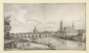View of the Bridge at Dresden over the Elbe by Bernardo Bellotto