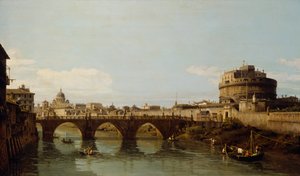View of the Tiber in Rome with the Castel SantAngelo, c.1743