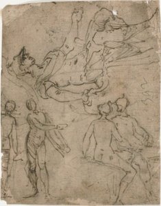 Sketches of Seated Warrior, Various Figures by Bernardo Castello