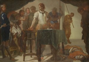 Mucius Scaevola Confronting King Porsenna by Bernardo Cavallino