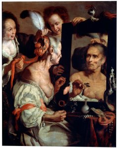 Old Coquette Vanitas by Bernardo Strozzi