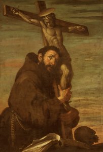 St Francis of Assisi embracing a crucifix by Bernardo Strozzi