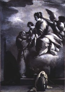 The Virgin Holds Out the Christ Child to the Blessed Felix of Cantalice by Bernardo Strozzi