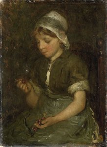 Girl with Cherries by Bernardus Johannes Blommers or Bloomers