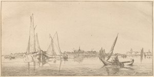 River with Town, 1775 by Bernhard Schreuder