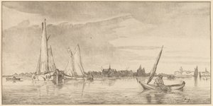 River with Town by Bernhard Schreuder