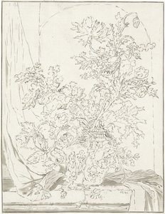 Vase with Flowers in Front of a Niche by Bernhard Schreuder