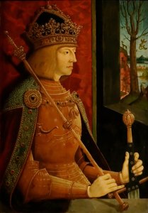 Emperor Maximilian I 1459-1519, with crown, sceptre, and sword by Bernhard Strigel