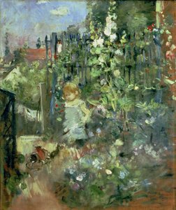 Child in the Hollyhocks